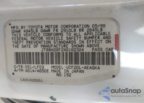 1999 Lexus Ls 400 from USA, damaged, VIN JT8BH28F2X0162324